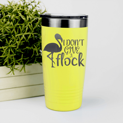 Yellow pickelball tumbler I Dont Give A Flock