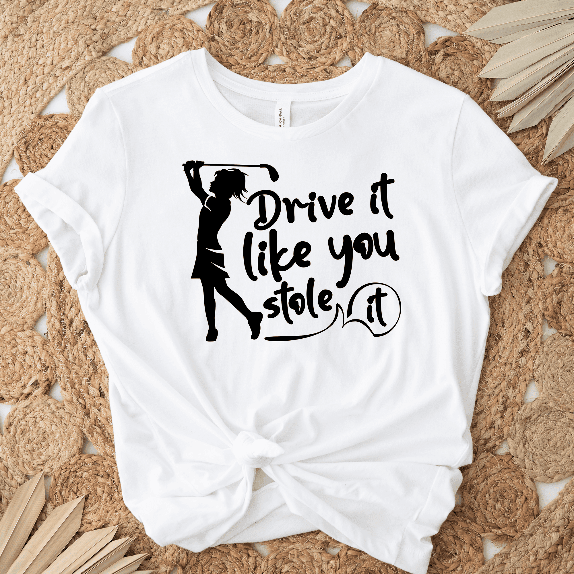 Womens White T Shirt with I-Drive-Like-Its-Stolen design