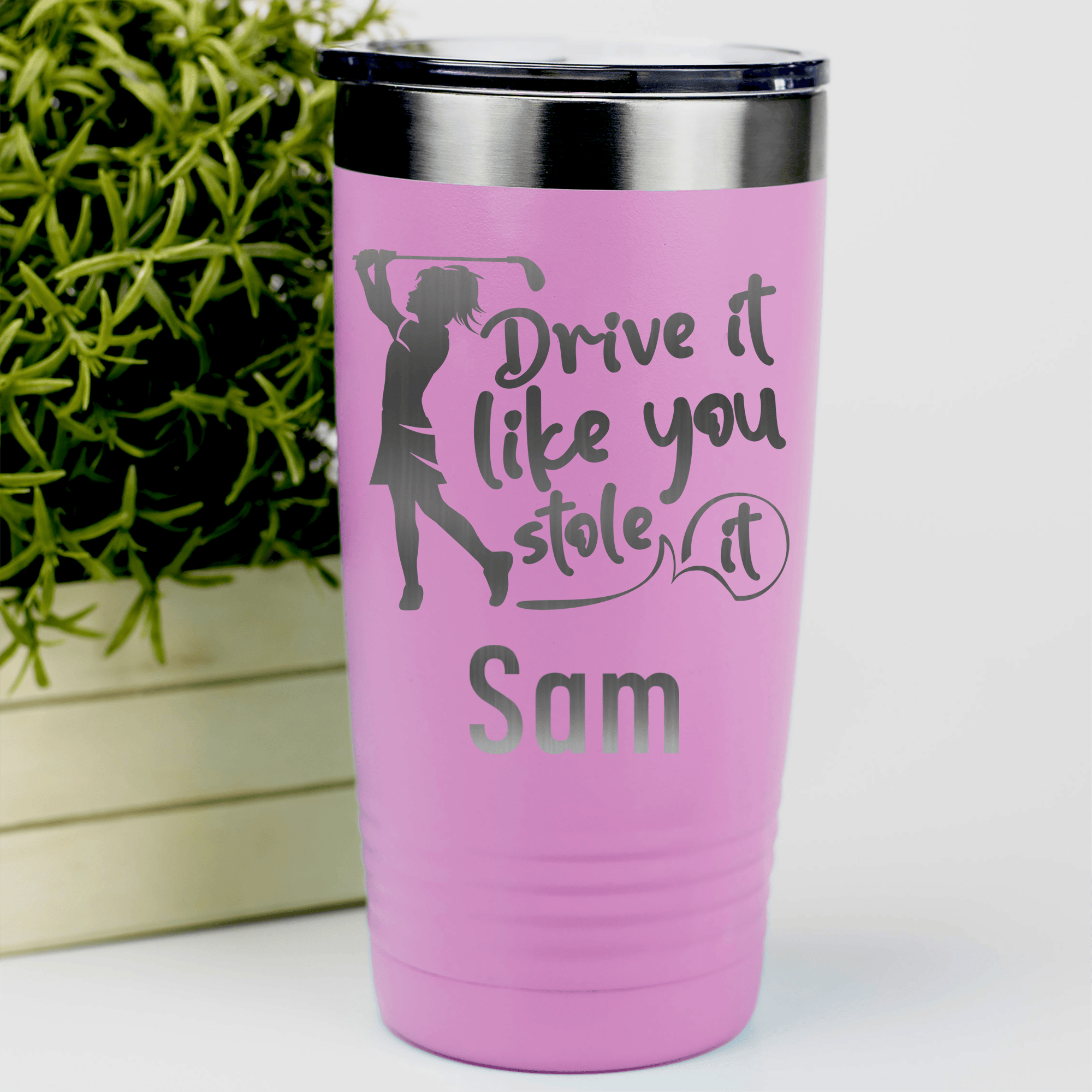 Pink Golf Gifts For Her Tumbler With I Drive Like Its Stolen Design