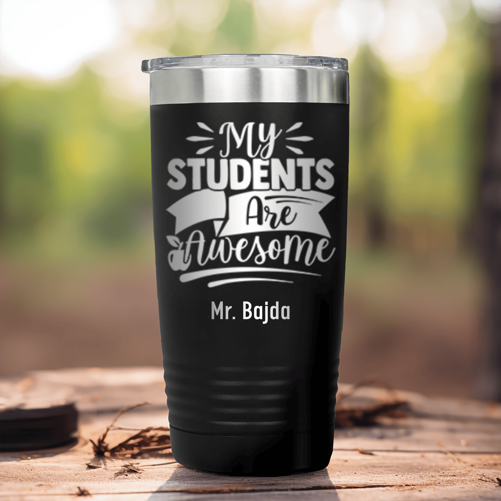 Black Teacher Tumbler With I Have Awesome Students Design