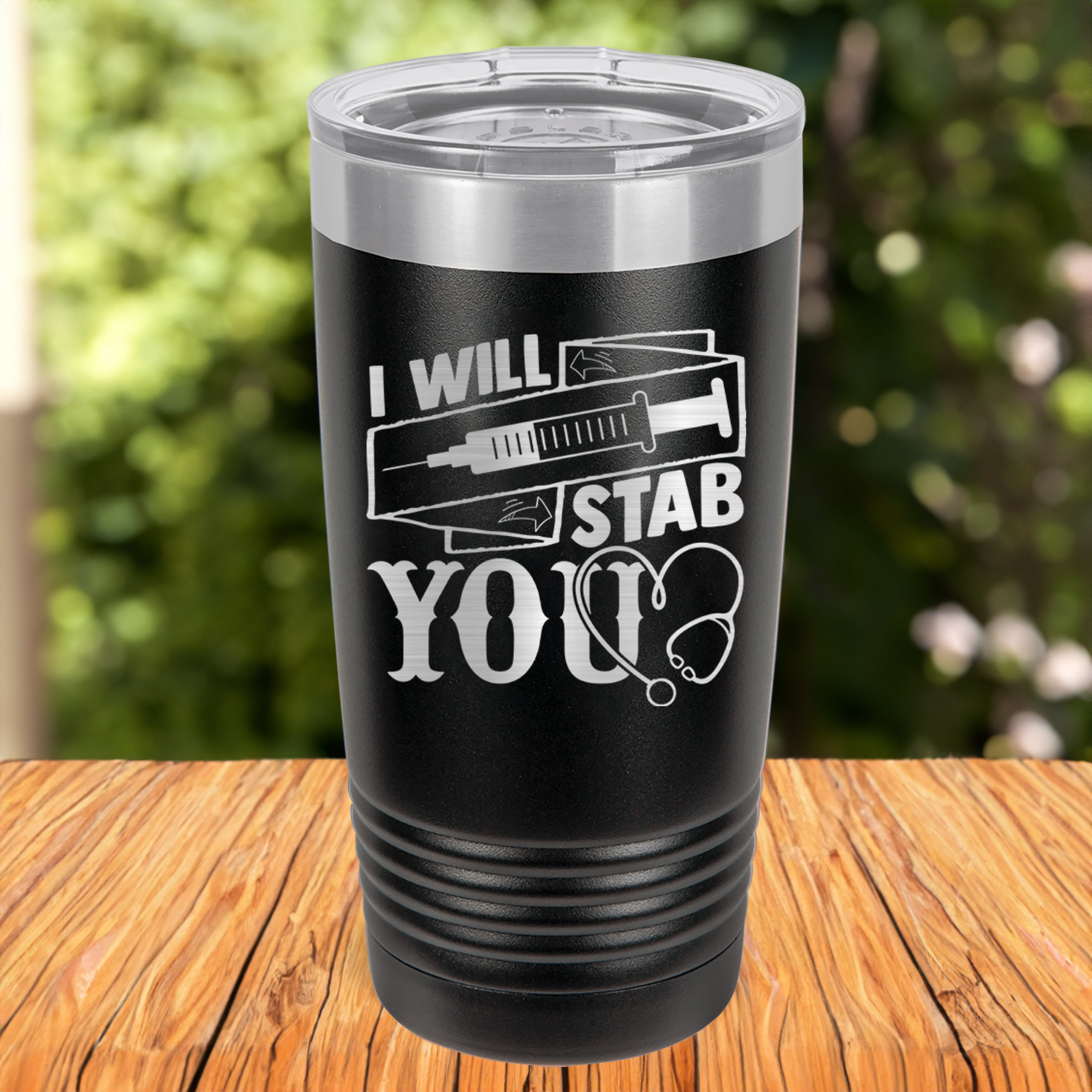 Funny I Will Stab You Again Ringed Tumbler