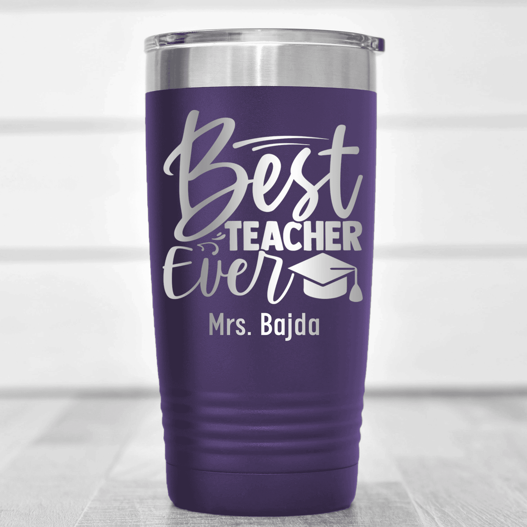 Purple Teacher Tumbler With Im Best Teacher Ever Design