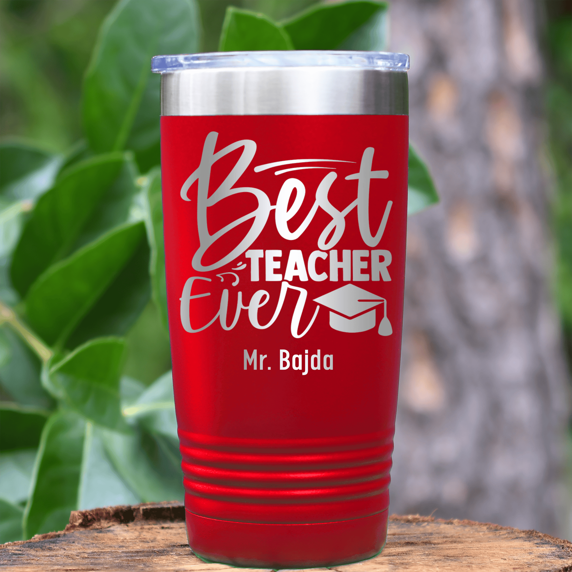 Red Teacher Tumbler With Im Best Teacher Ever Design