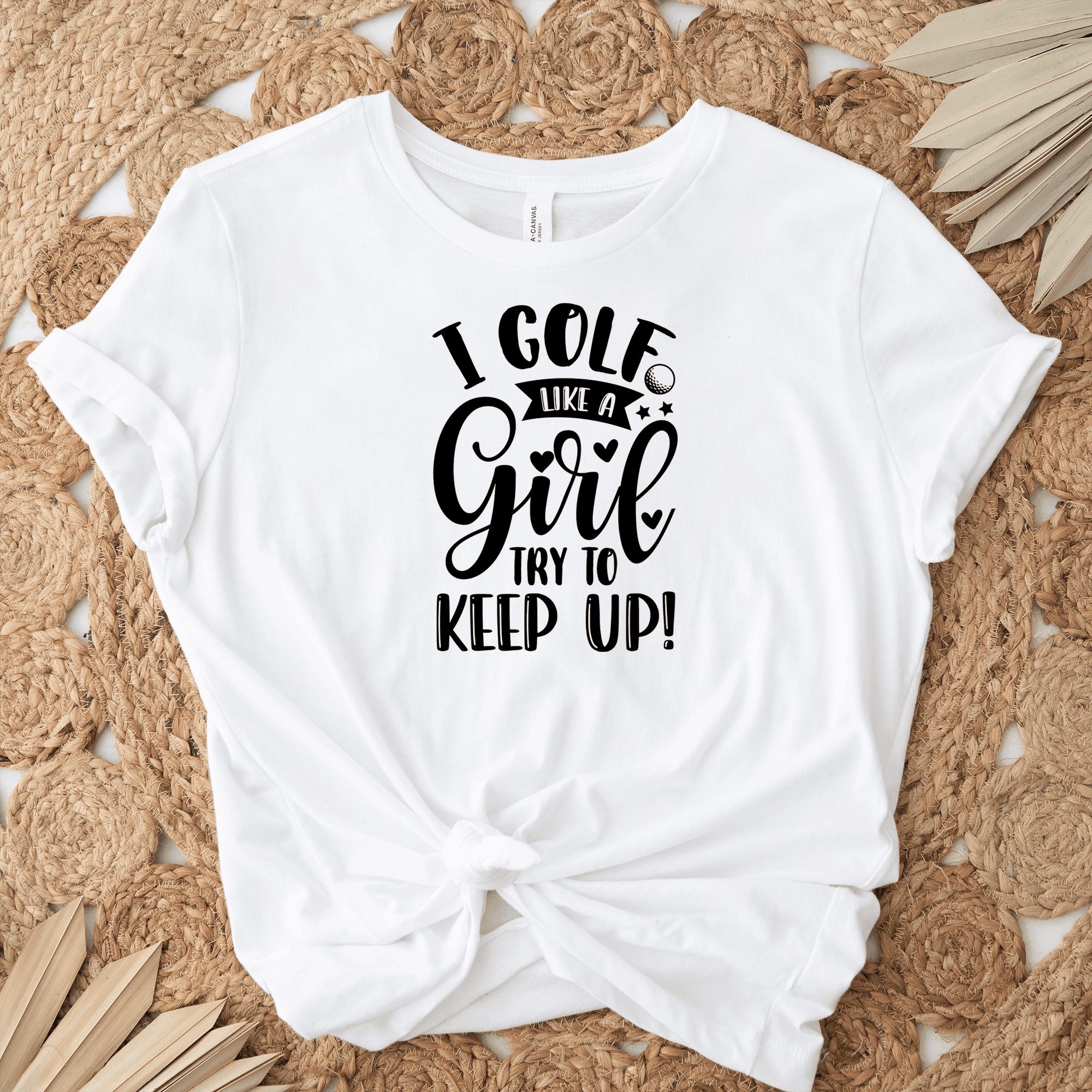 Womens White T Shirt with Keep-Up-With-The-Girl design