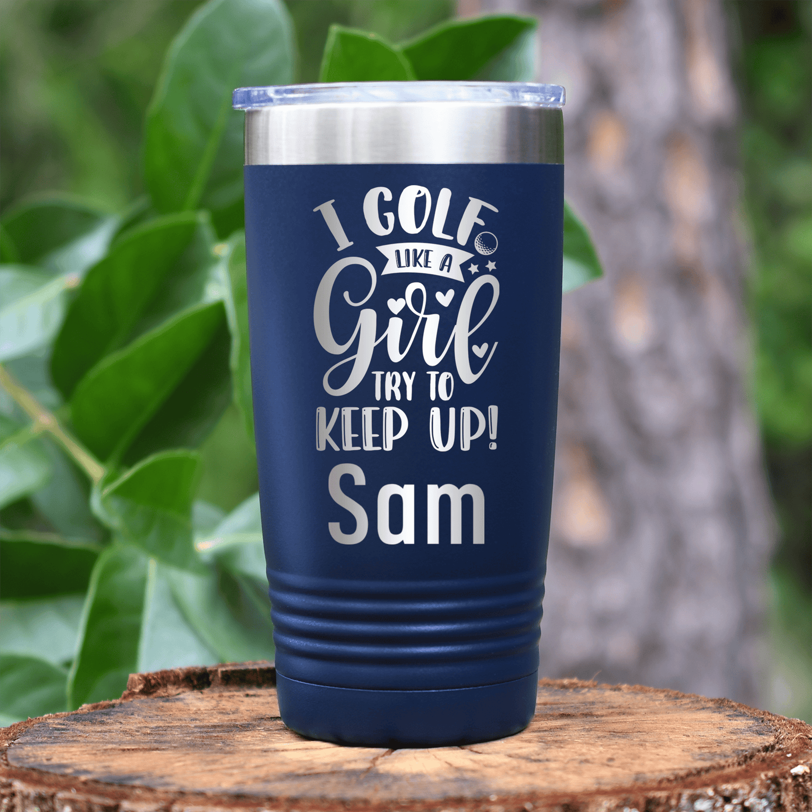 Navy Golf Gifts For Her Tumbler With Keep Up With The Girl Design