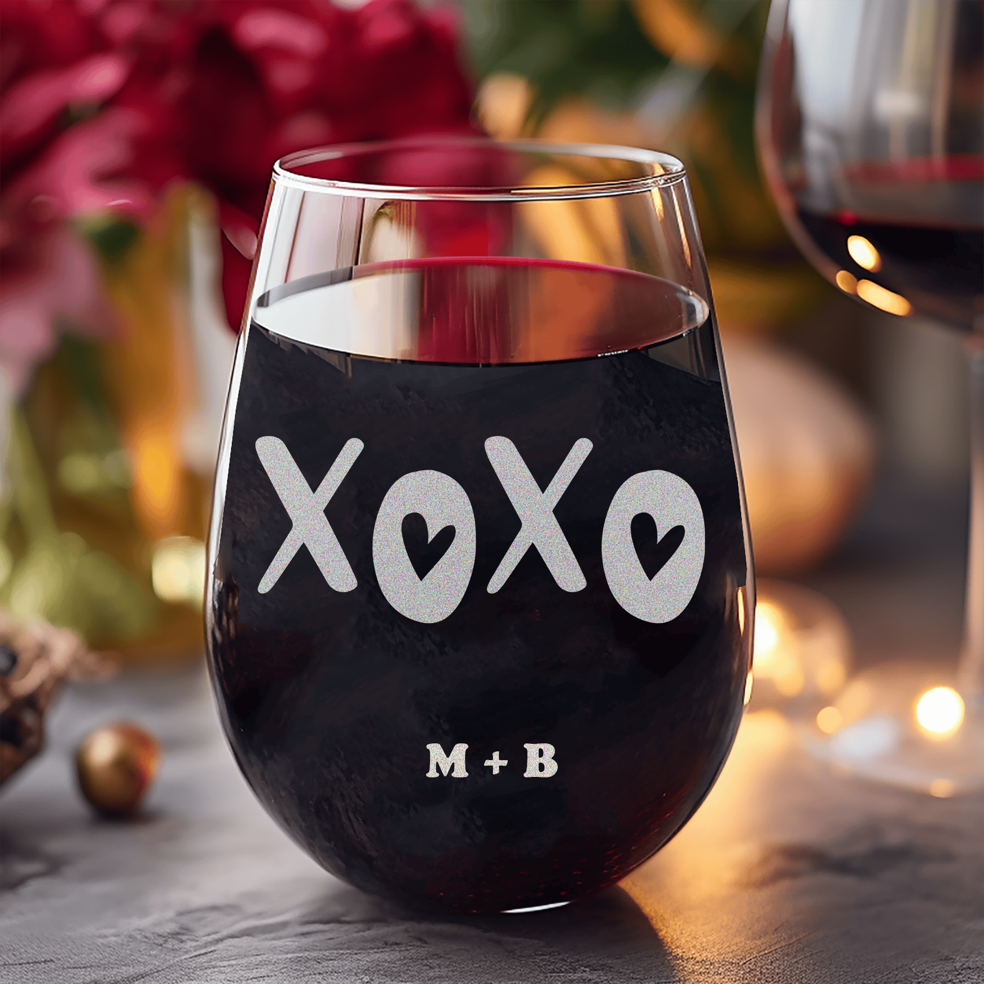 Kisses And Hugs Stemless Wine Glass