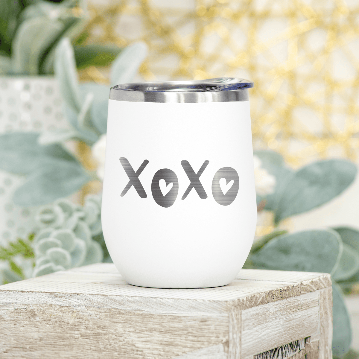 Personalized Kisses And Hugs Wine Tumbler for her, Customized Gifts for Women by Groovy Girl Gifts
