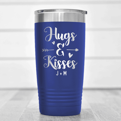 Blue Valentines Day Tumbler With Kisses For My Valentine Design