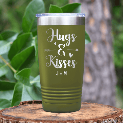 Military Green Valentines Day Tumbler With Kisses For My Valentine Design
