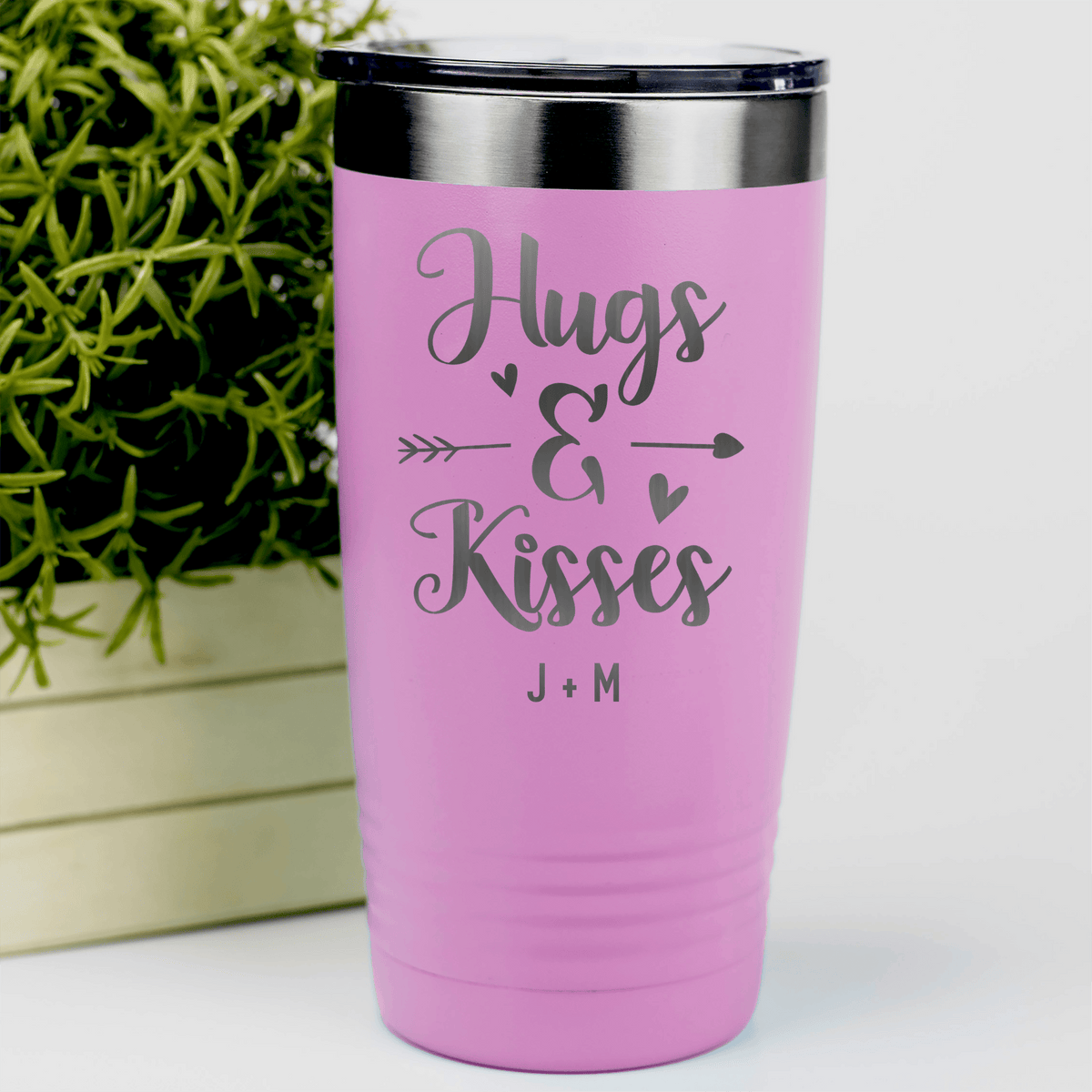 Pink Valentines Day Tumbler With Kisses For My Valentine Design