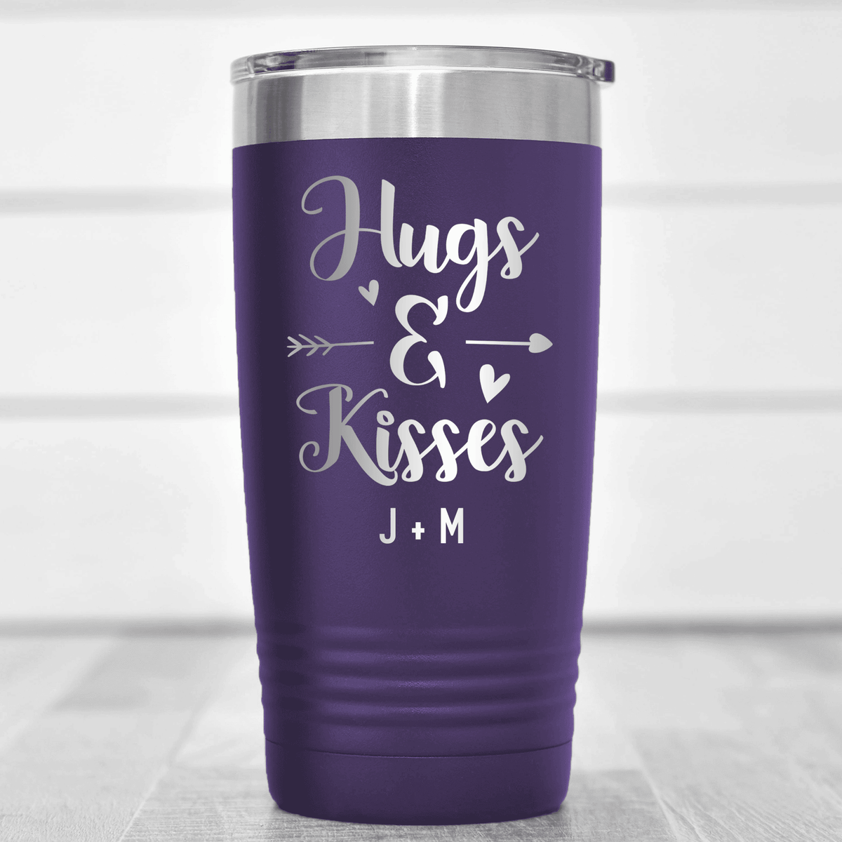 Purple Valentines Day Tumbler With Kisses For My Valentine Design