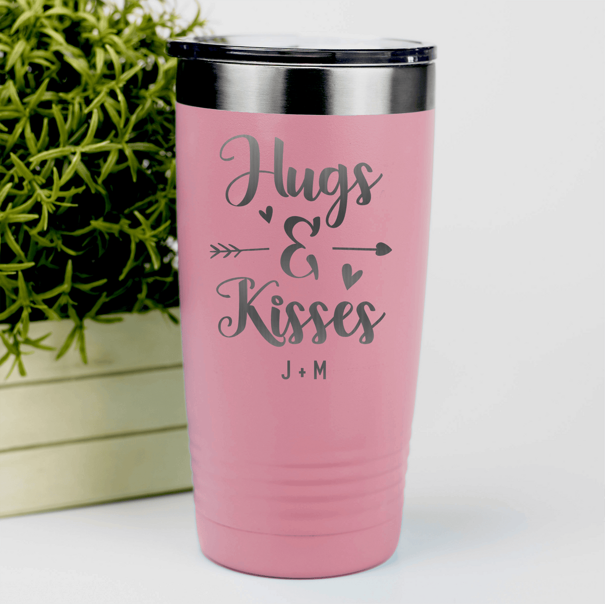 Salmon Valentines Day Tumbler With Kisses For My Valentine Design