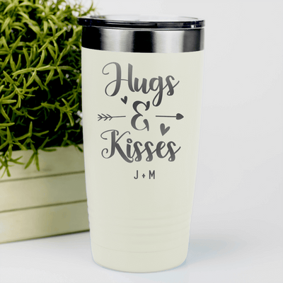 White Valentines Day Tumbler With Kisses For My Valentine Design