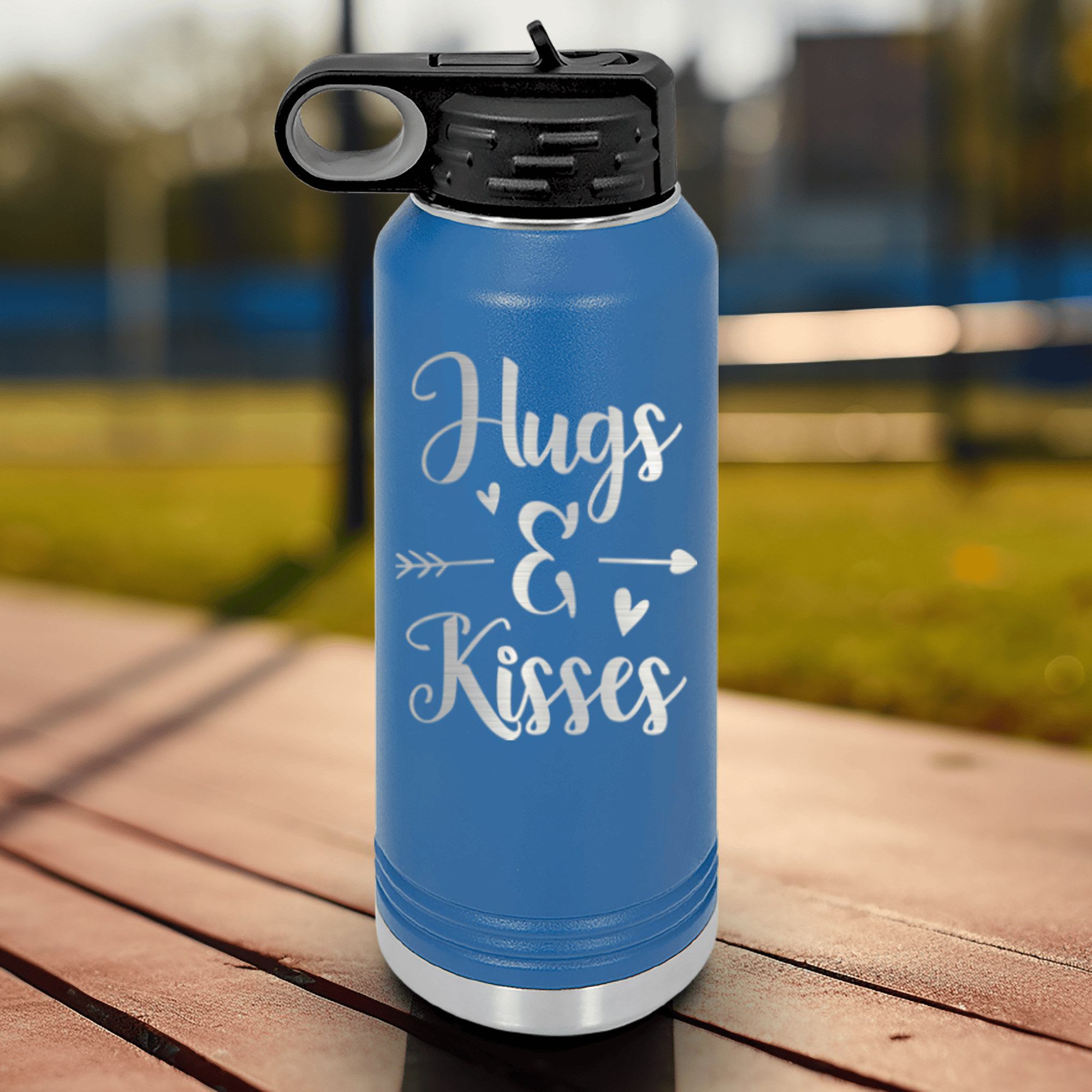 Blue Valentines Day Water Bottle With Kisses For My Valentine Design