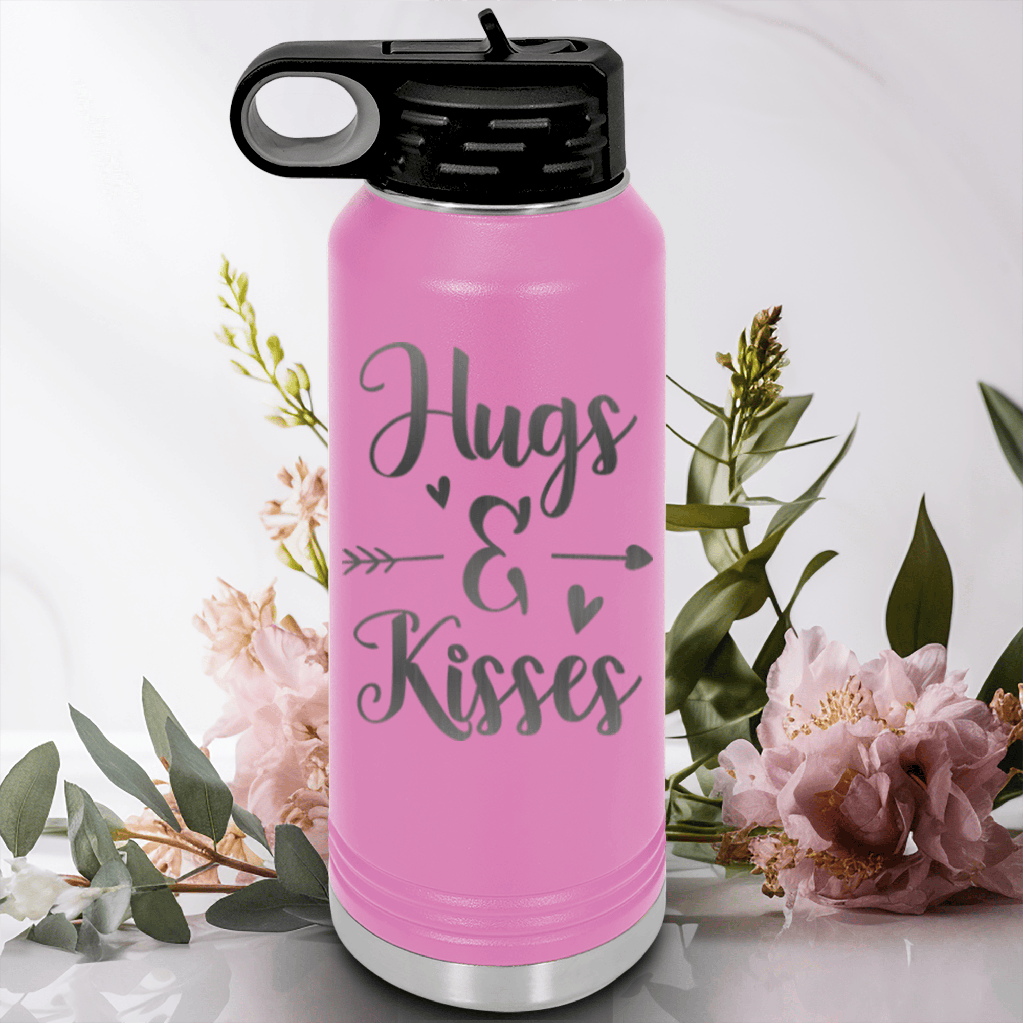 Light Purple Valentines Day Water Bottle With Kisses For My Valentine Design