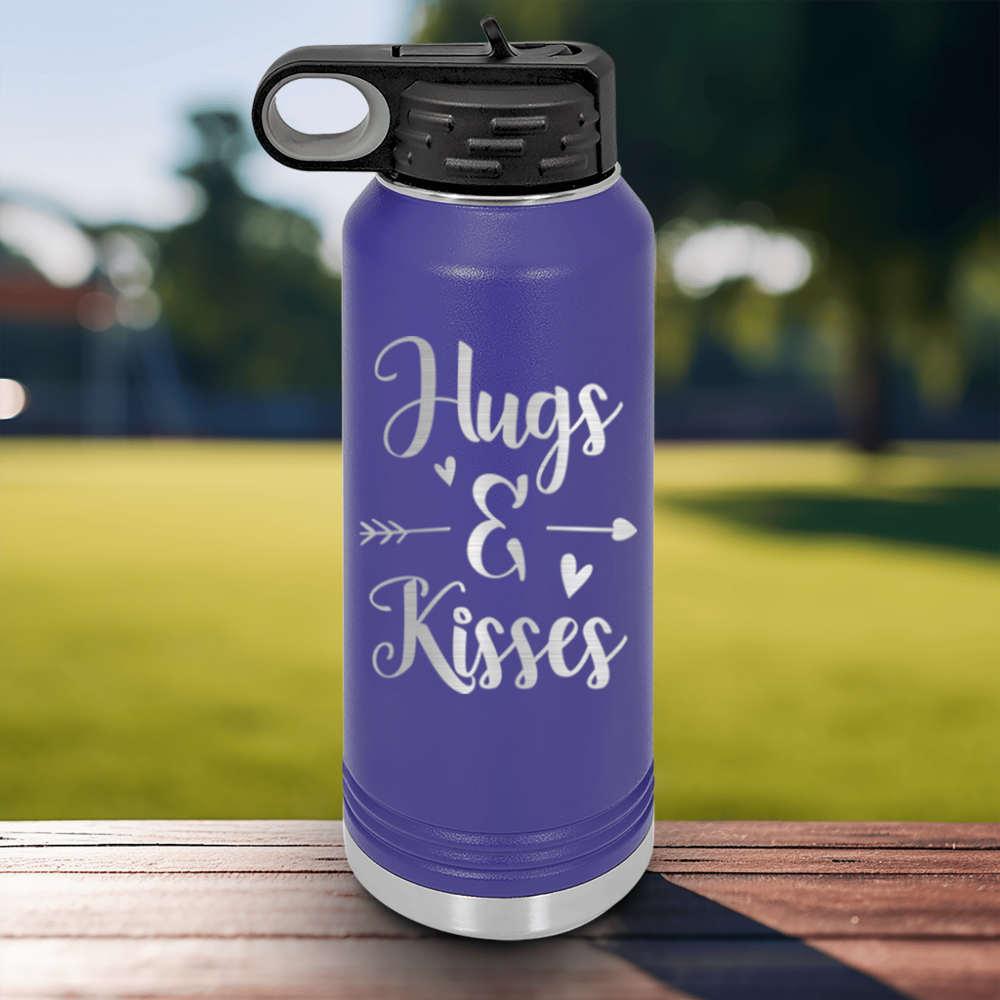 Purple Valentines Day Water Bottle With Kisses For My Valentine Design