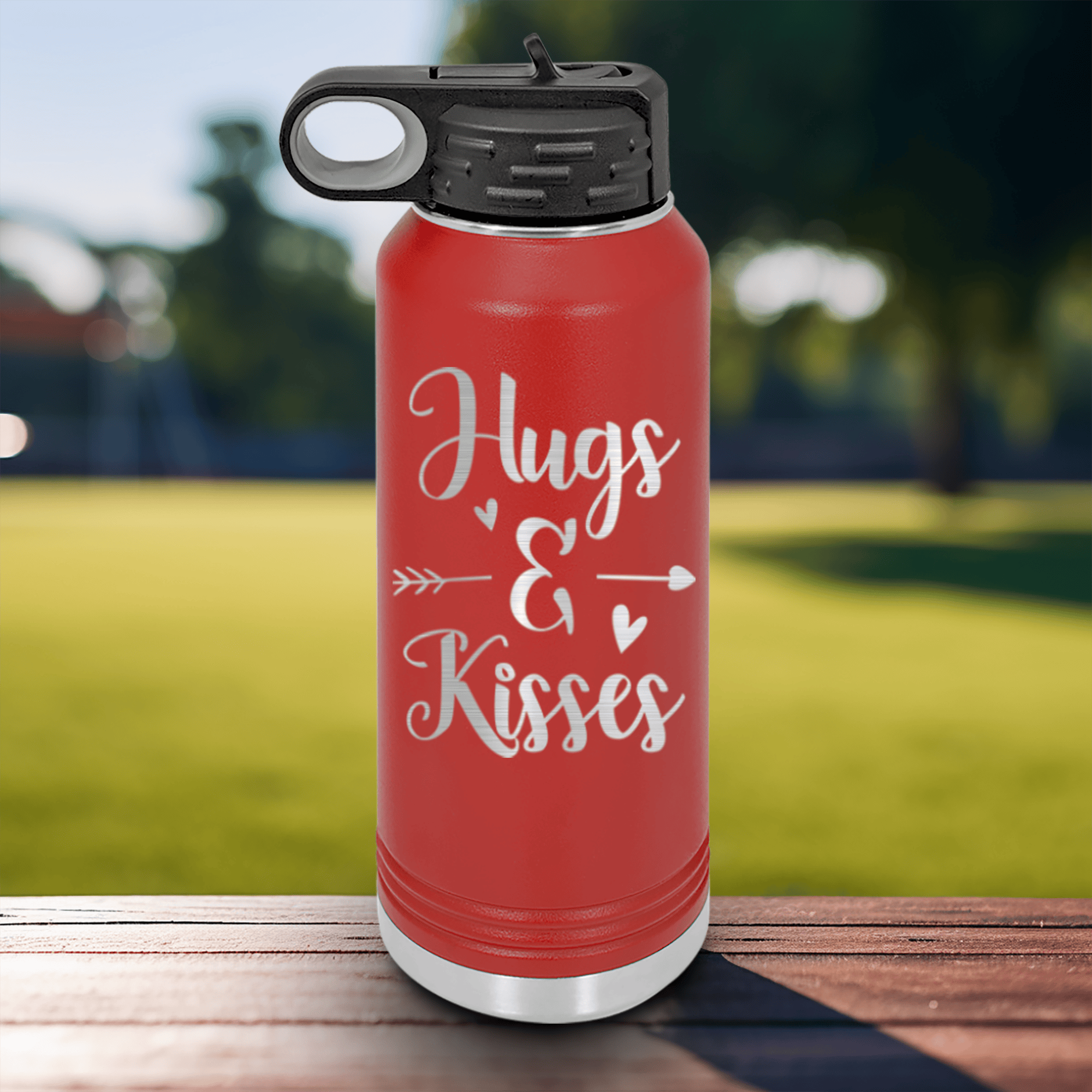 Red Valentines Day Water Bottle With Kisses For My Valentine Design