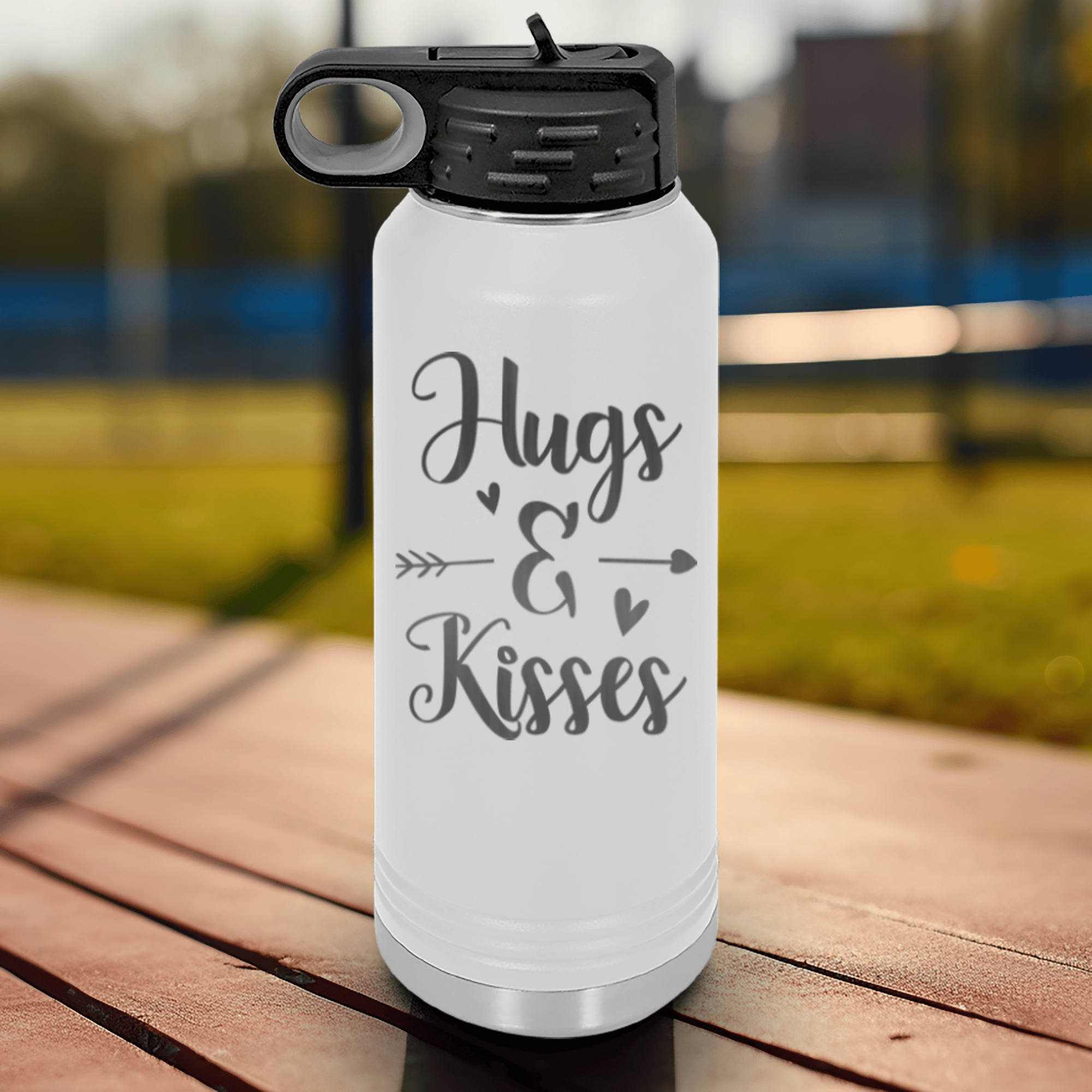 White Valentines Day Water Bottle With Kisses For My Valentine Design