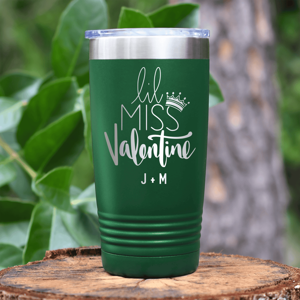 Green Valentines Day Tumbler With Lil Miss Valentine Design