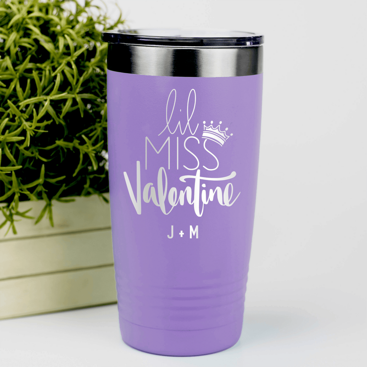 Light Purple Valentines Day Tumbler With Lil Miss Valentine Design