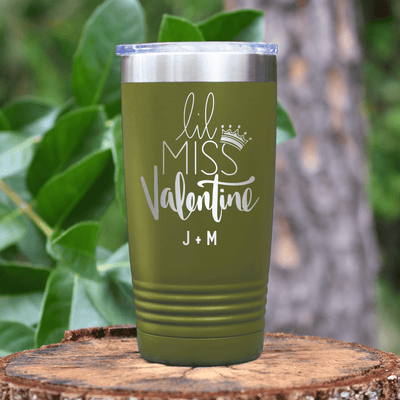 Military Green Valentines Day Tumbler With Lil Miss Valentine Design