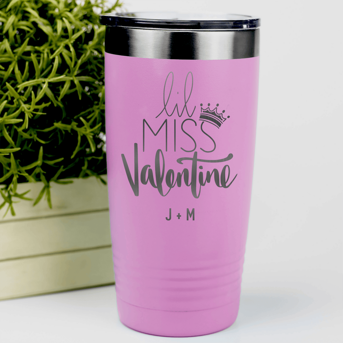 Pink Valentines Day Tumbler With Lil Miss Valentine Design