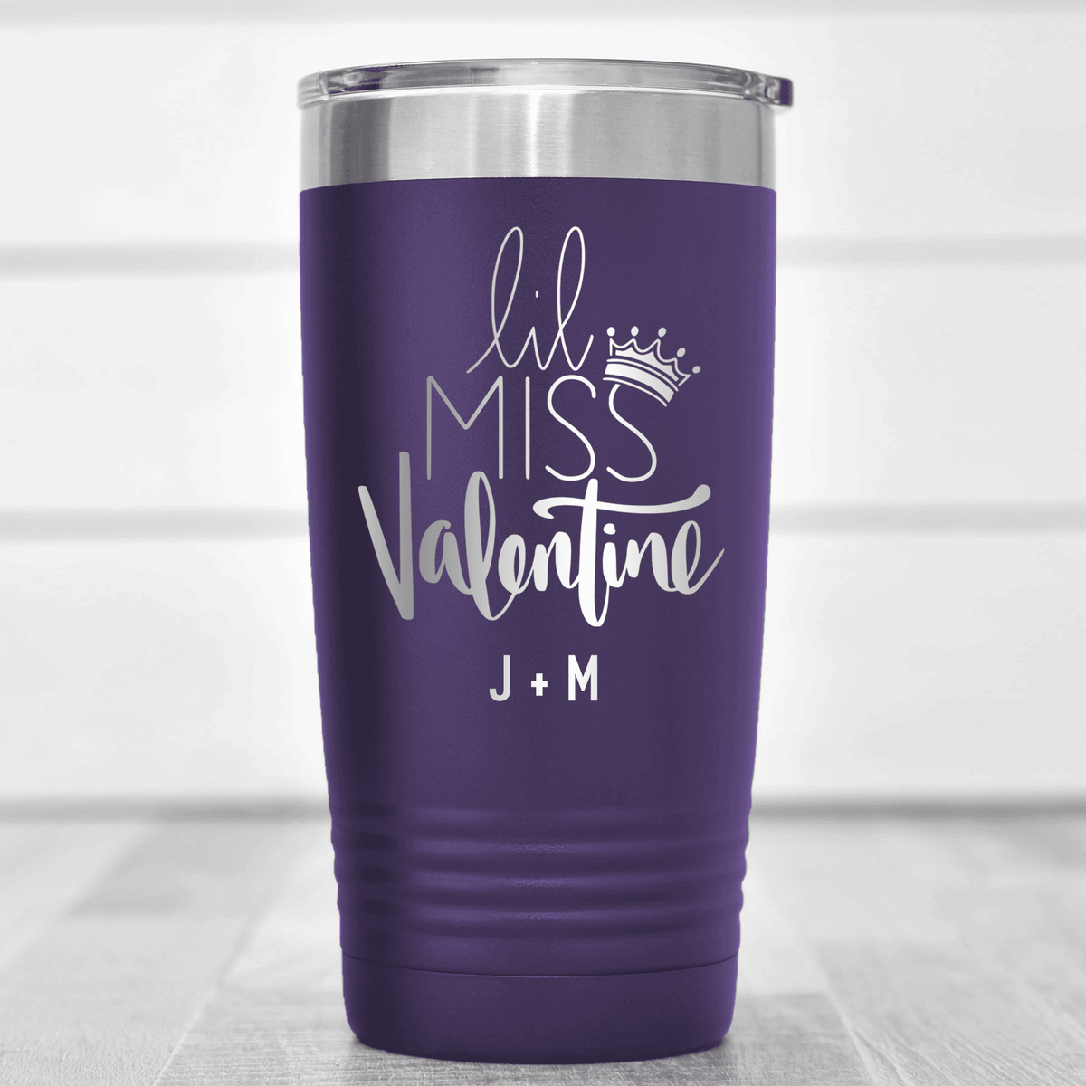 Purple Valentines Day Tumbler With Lil Miss Valentine Design