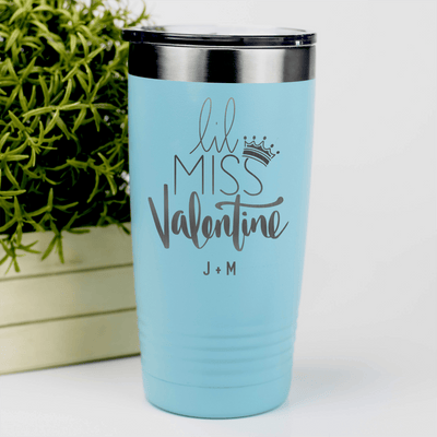 Teal Valentines Day Tumbler With Lil Miss Valentine Design