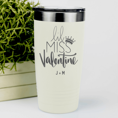 White Valentines Day Tumbler With Lil Miss Valentine Design