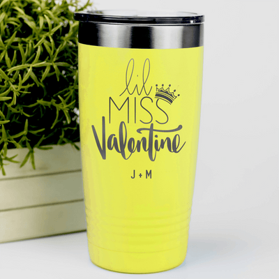 Yellow Valentines Day Tumbler With Lil Miss Valentine Design