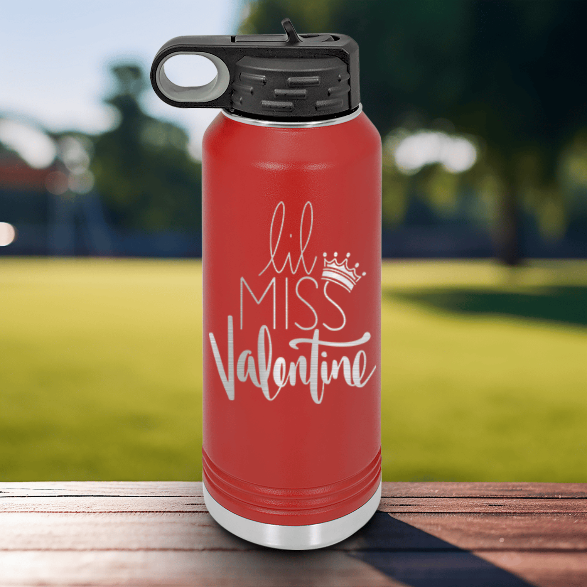 Red Valentines Day Water Bottle With Lil Miss Valentine Design