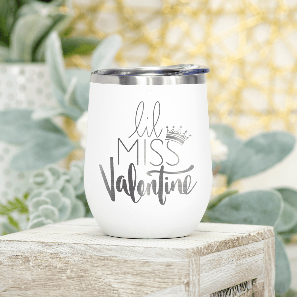 Personalized Lil Miss Valentine Wine Tumbler for her, Customized Gifts for Women by Groovy Girl Gifts