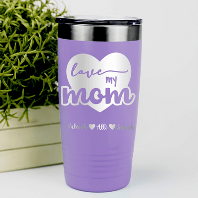 Light Purple Mothers Day Tumbler With Love My Mom Design