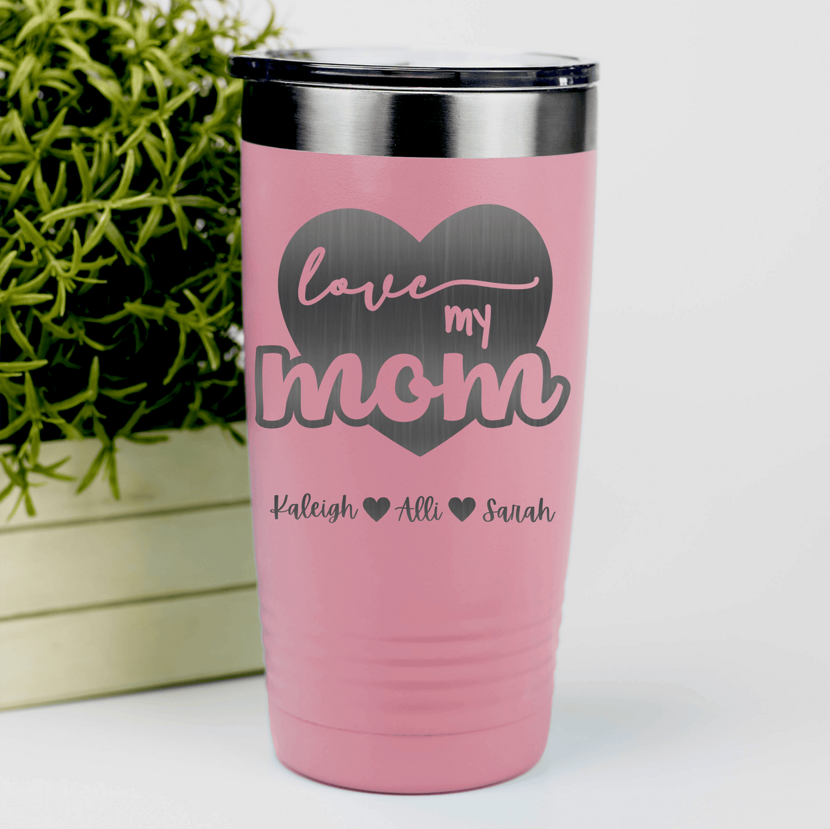Salmon Mothers Day Tumbler With Love My Mom Design