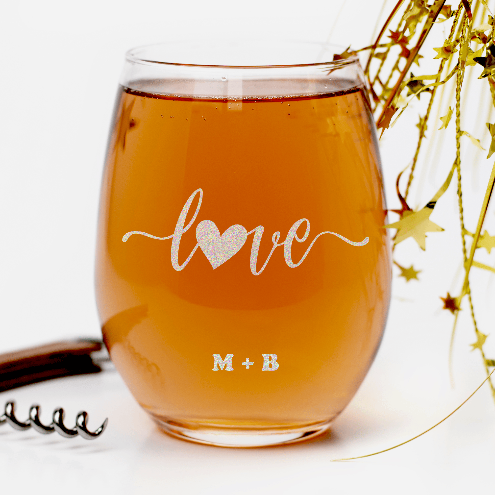 Love Script Stemless Wine Glass