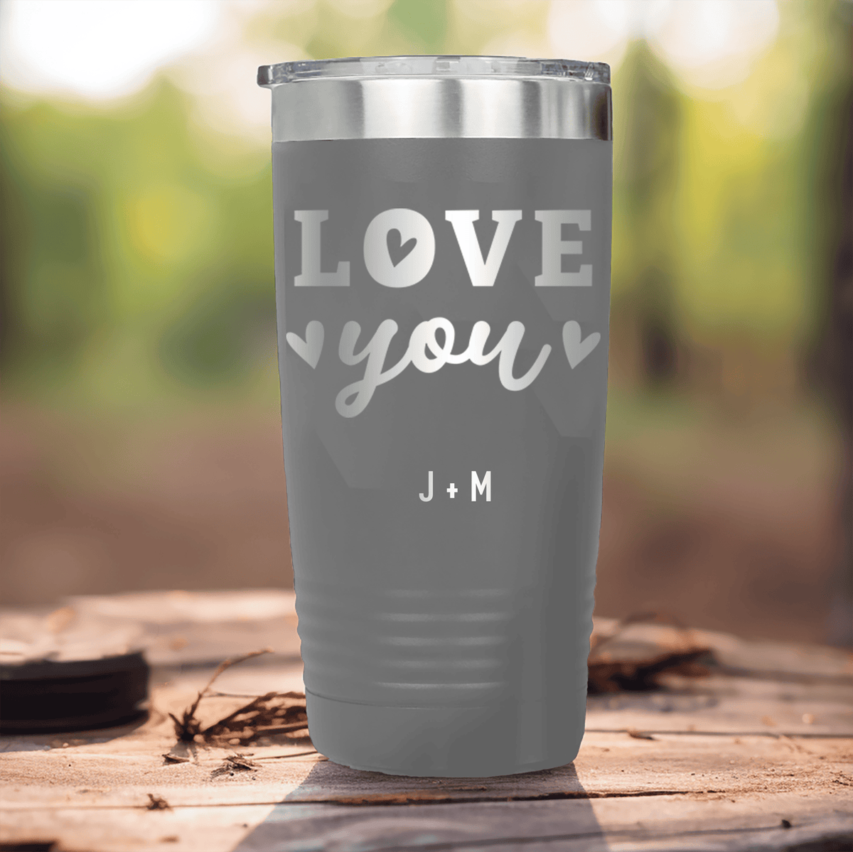 Grey Valentines Day Tumbler With Love You Most Design