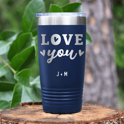 Navy Valentines Day Tumbler With Love You Most Design