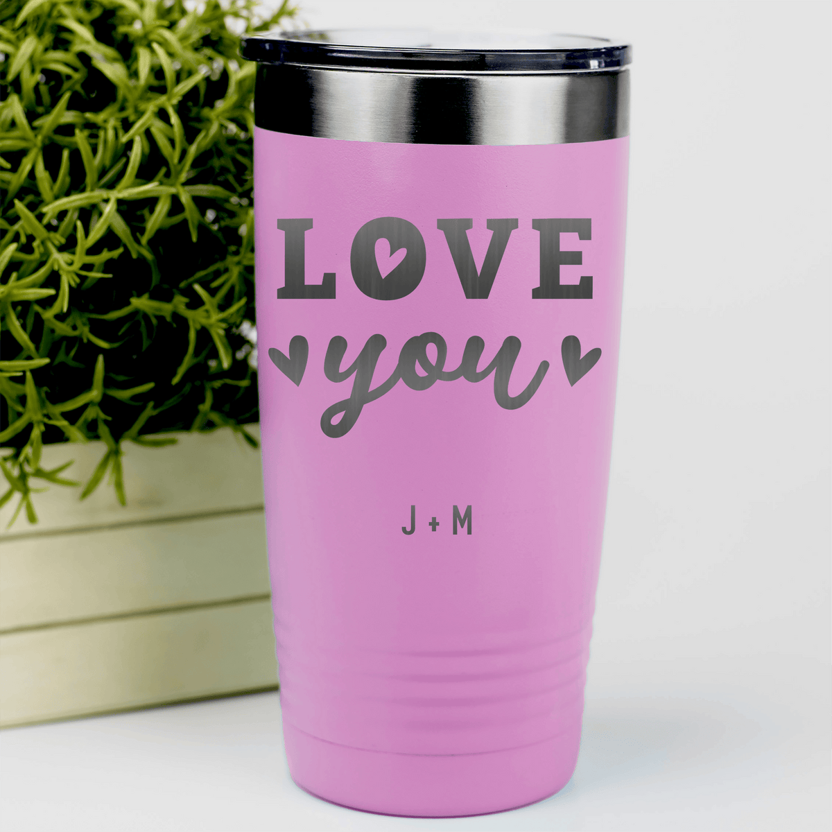 Pink Valentines Day Tumbler With Love You Most Design