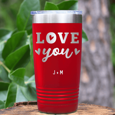 Red Valentines Day Tumbler With Love You Most Design
