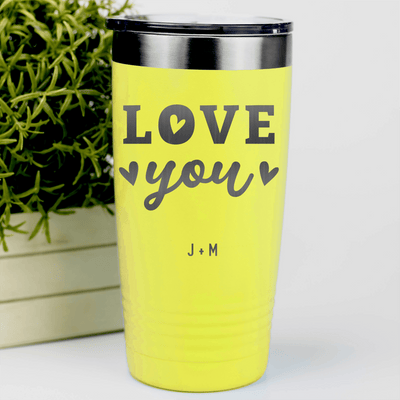 Yellow Valentines Day Tumbler With Love You Most Design