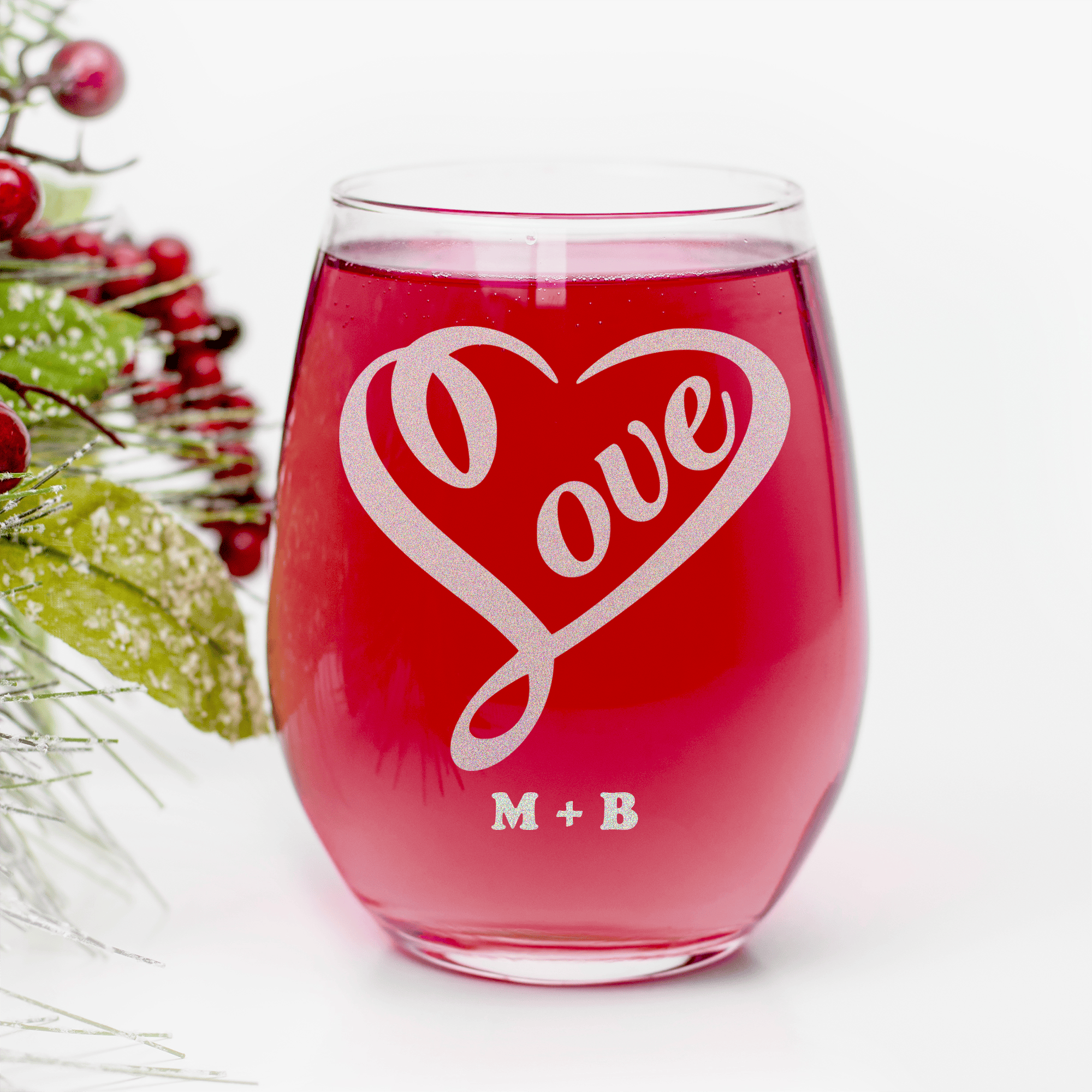 Lovers Heart Stemless Wine Glass