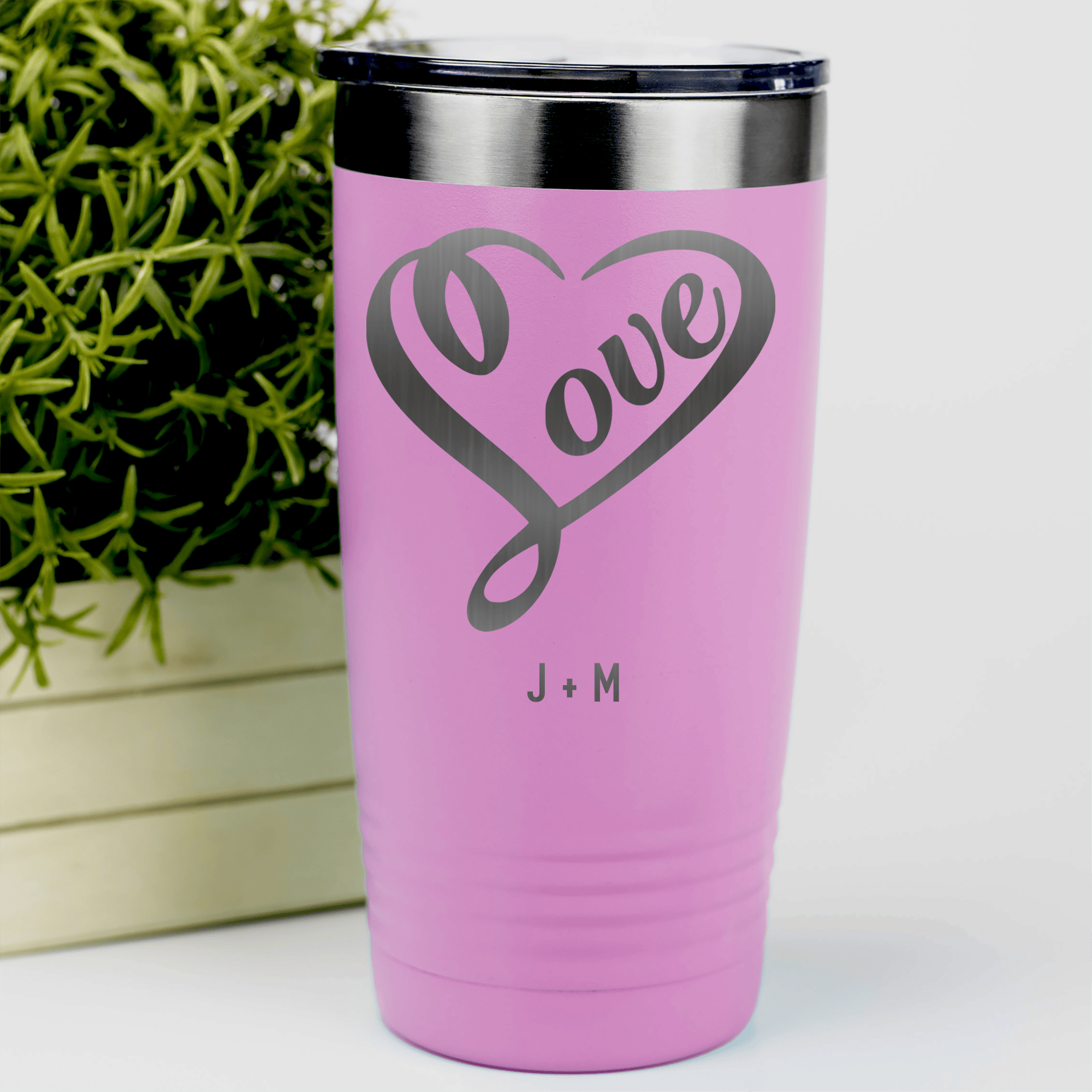 Pink Valentines Day Tumbler With Lovers Heart Design