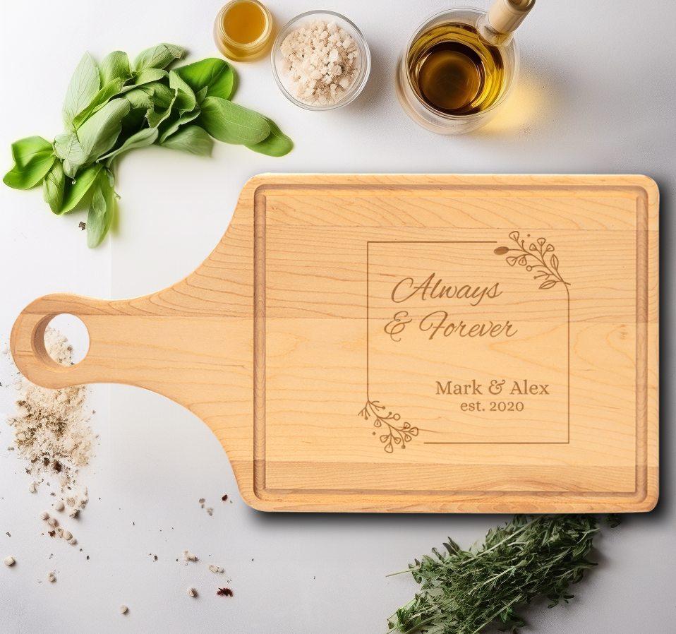 Anniversary Gift Maple Paddle Cutting Board With Loves Signature Design