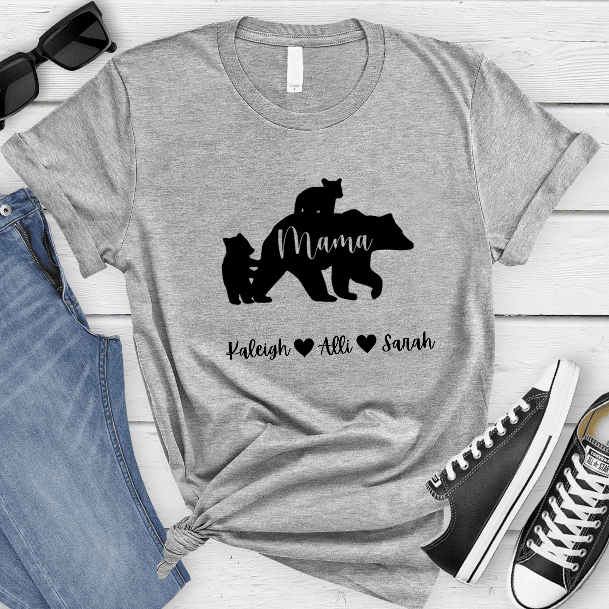 Womens Grey T Shirt with Mama-Bear design
