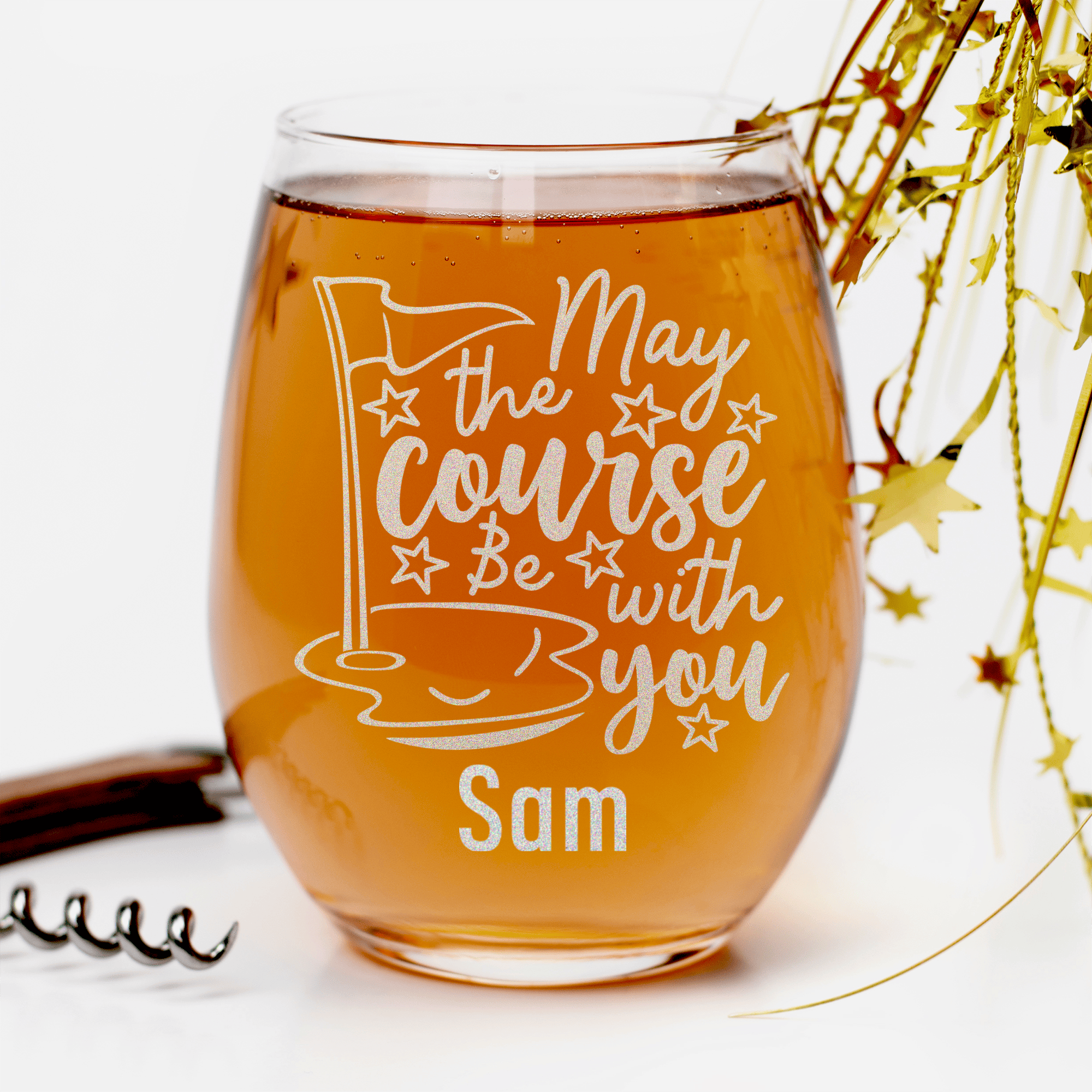 May The Course Be With You Stemless Wine Glass