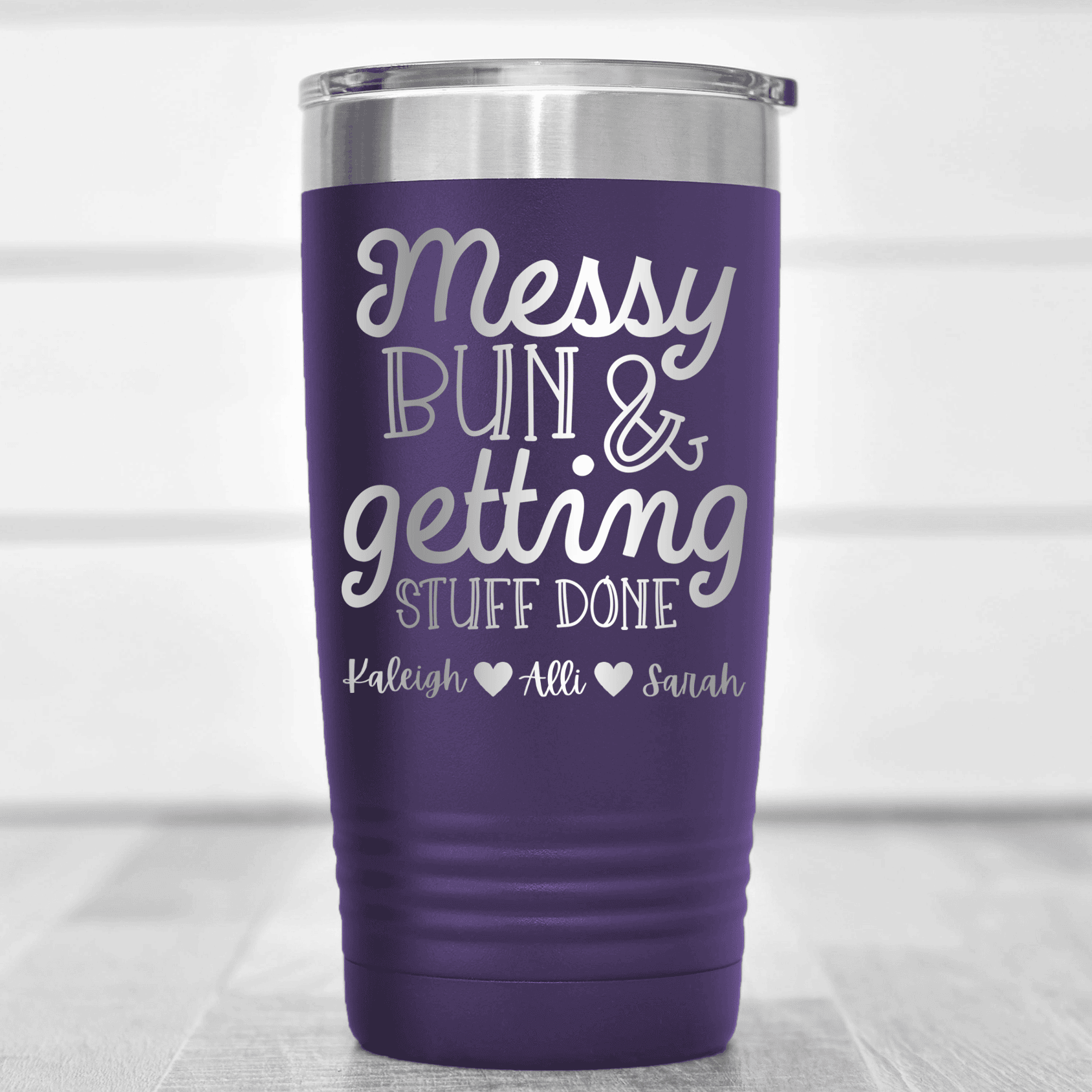 Purple Mothers Day Tumbler With Messy Buns Get It Done Design