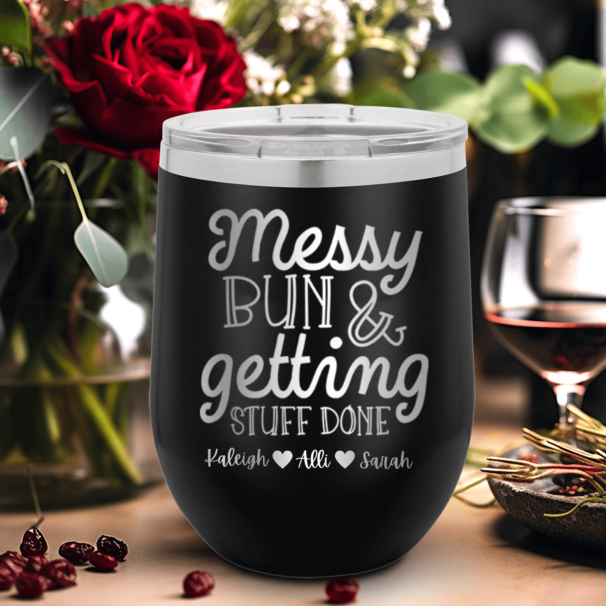 Black Mothers Day Wine Tumbler With Messy Buns Get It Done Design