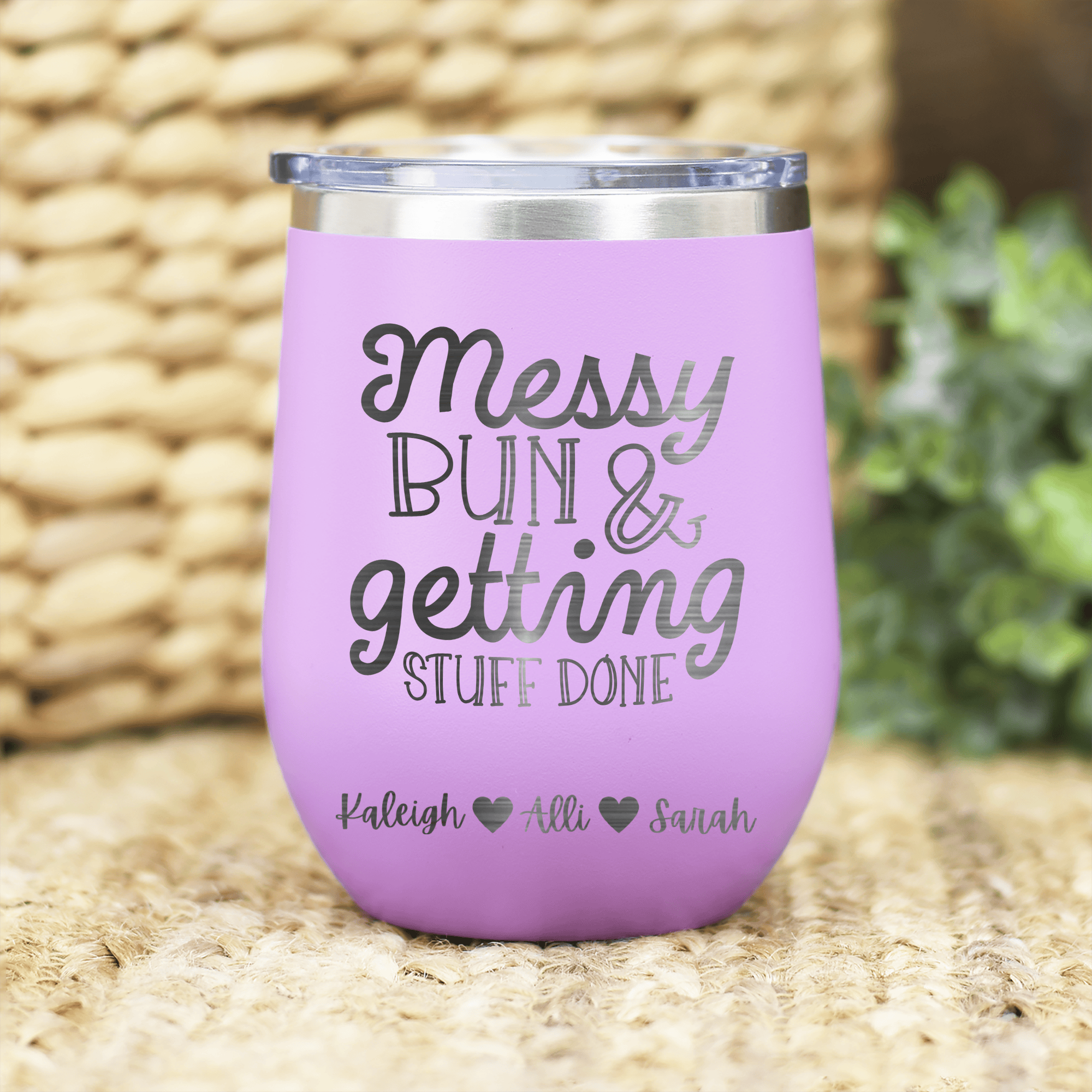 Light Purple Mothers Day Wine Tumbler With Messy Buns Get It Done Design