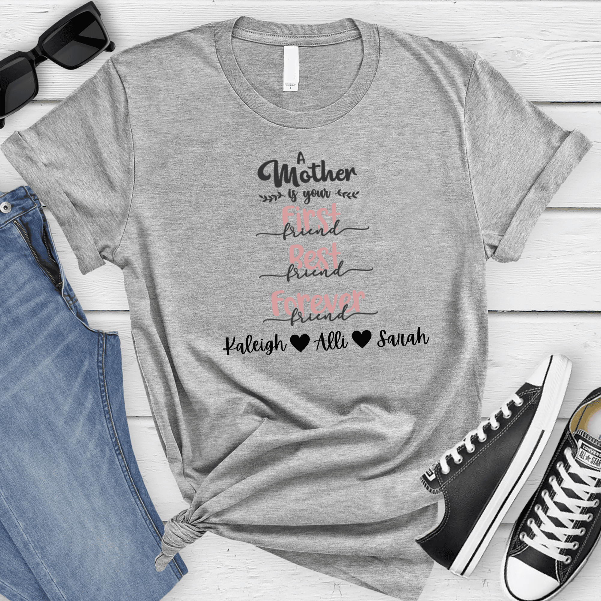 Womens Grey T Shirt with Moms-Are-First design