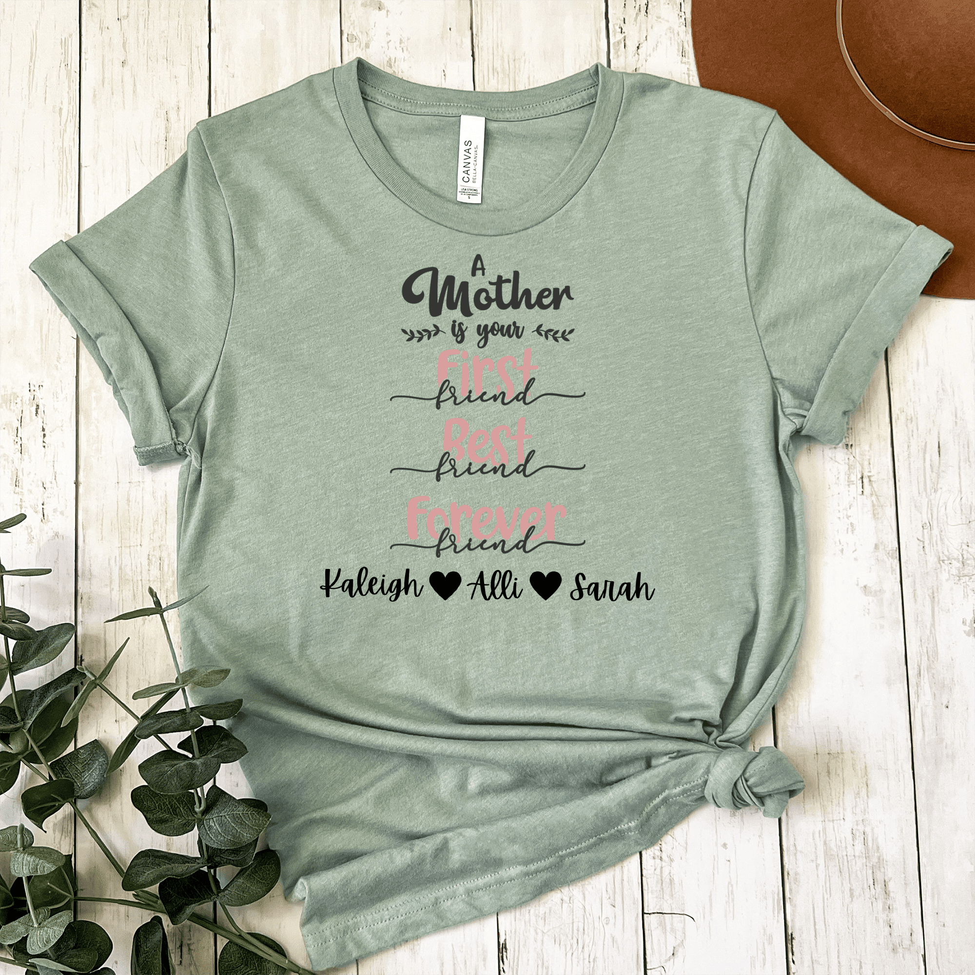 Womens Light Green T Shirt with Moms-Are-First design